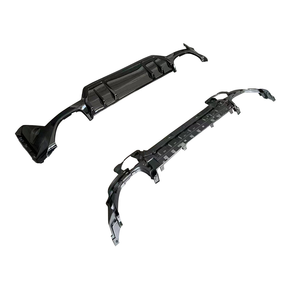 BMW G20/G21 3 SERIES LCI 340I GLOSS BLACK REAR DIFFUSER (SQUARE EXHAUST)-Diffuser-BLAK BY CT-CT Carbon - High-quality carbon fiber and gloss black aerodynamic parts for premium sports and luxury vehicles.