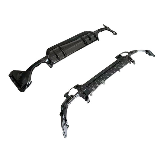 BMW G20/G21 3 SERIES LCI 340I GLOSS BLACK REAR DIFFUSER (SQUARE EXHAUST)-Diffuser-BLAK BY CT-CT Carbon - High-quality carbon fiber and gloss black aerodynamic parts for premium sports and luxury vehicles.