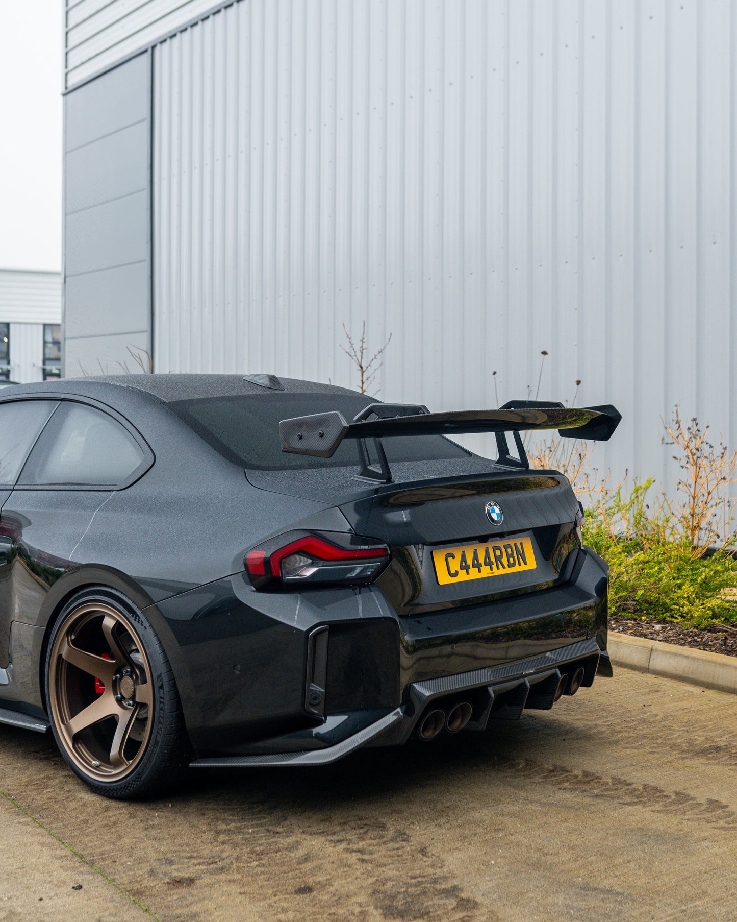 BMW G87 M2 & G42 2 SERIES CARBON FIBRE SWAN NECK WING - CT DESIGN-Spoiler-CT CARBON-CT Carbon - High-quality carbon fiber and gloss black aerodynamic parts for premium sports and luxury vehicles.
