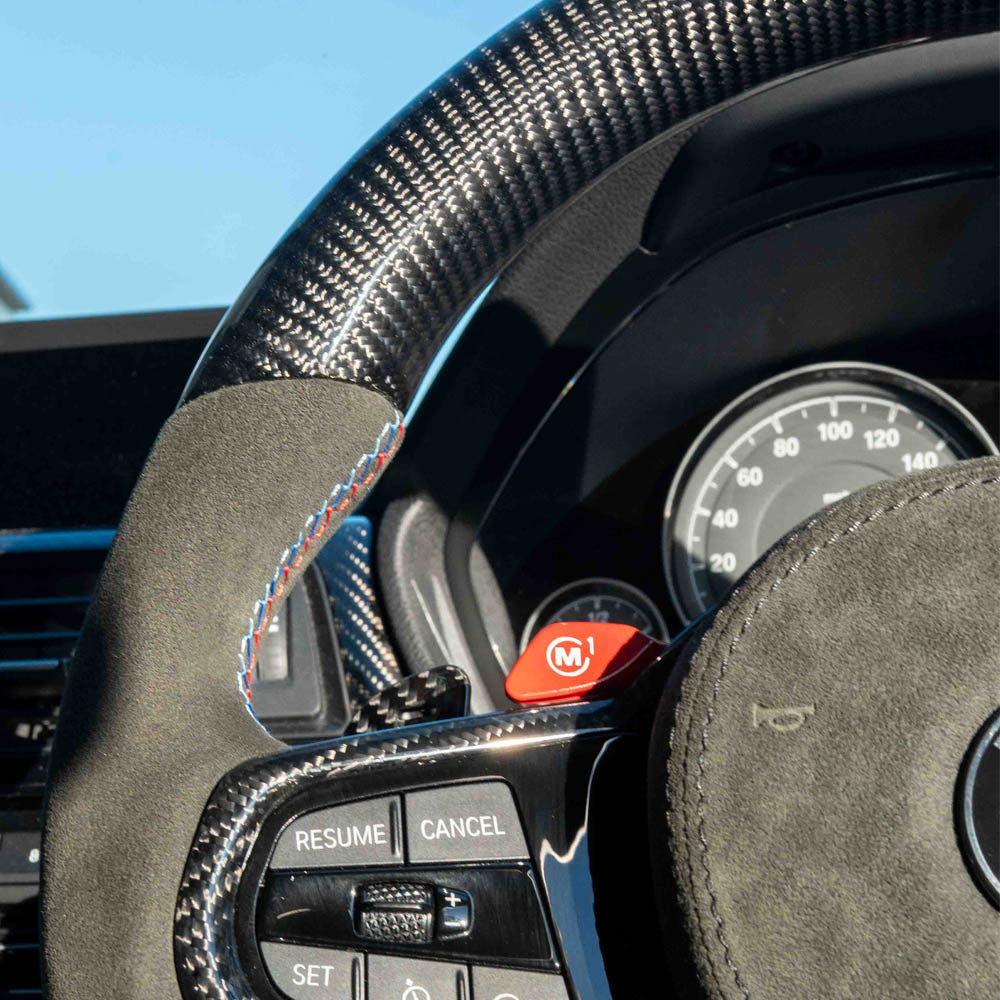 BMW GXX LCI CARBON FIBRE / ALCANTARA FLAT BOTTOM CUSTOM STEERING WHEEL-Custom Steering Wheels-CT CARBON-CT Carbon - High-quality carbon fiber and gloss black aerodynamic parts for premium sports and luxury vehicles.
