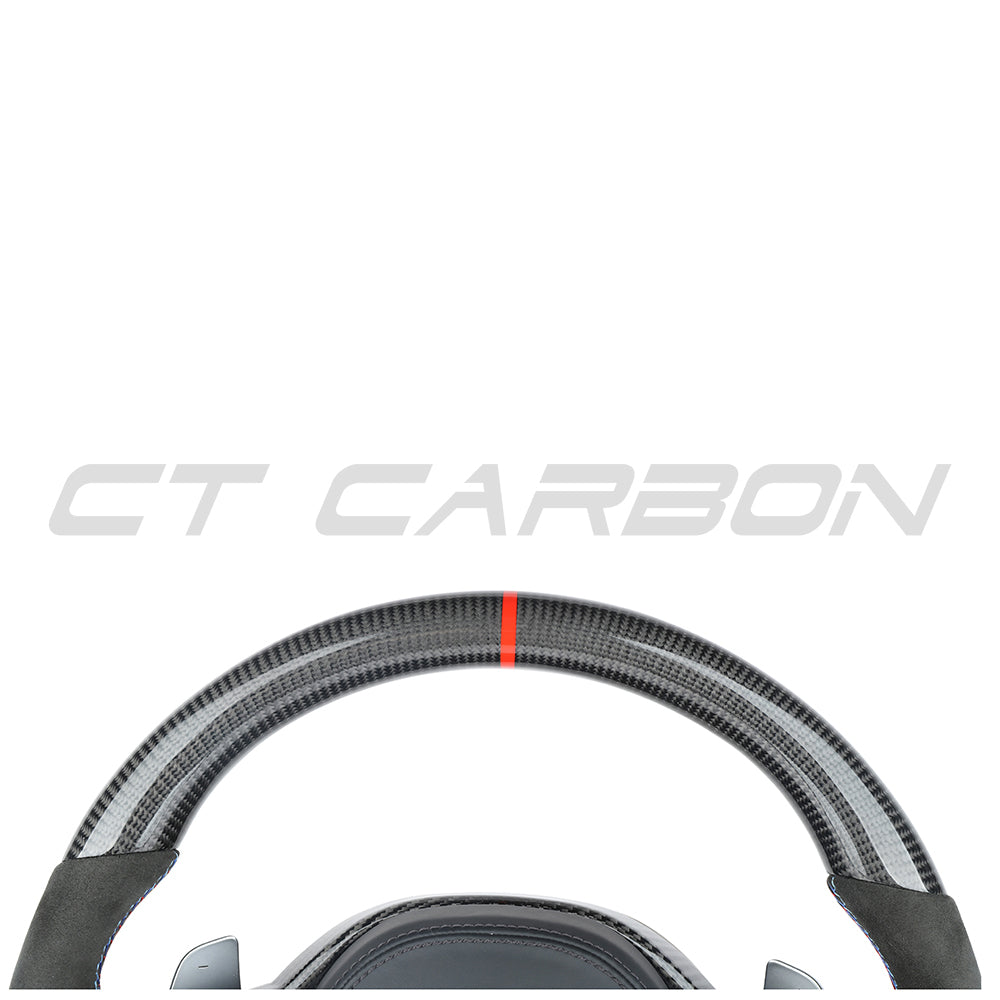 BMW GXX LCI CARBON FIBRE / ALCANTARA FLAT BOTTOM CUSTOM STEERING WHEEL-Custom Steering Wheels-CT CARBON-CT Carbon - High-quality carbon fiber and gloss black aerodynamic parts for premium sports and luxury vehicles.