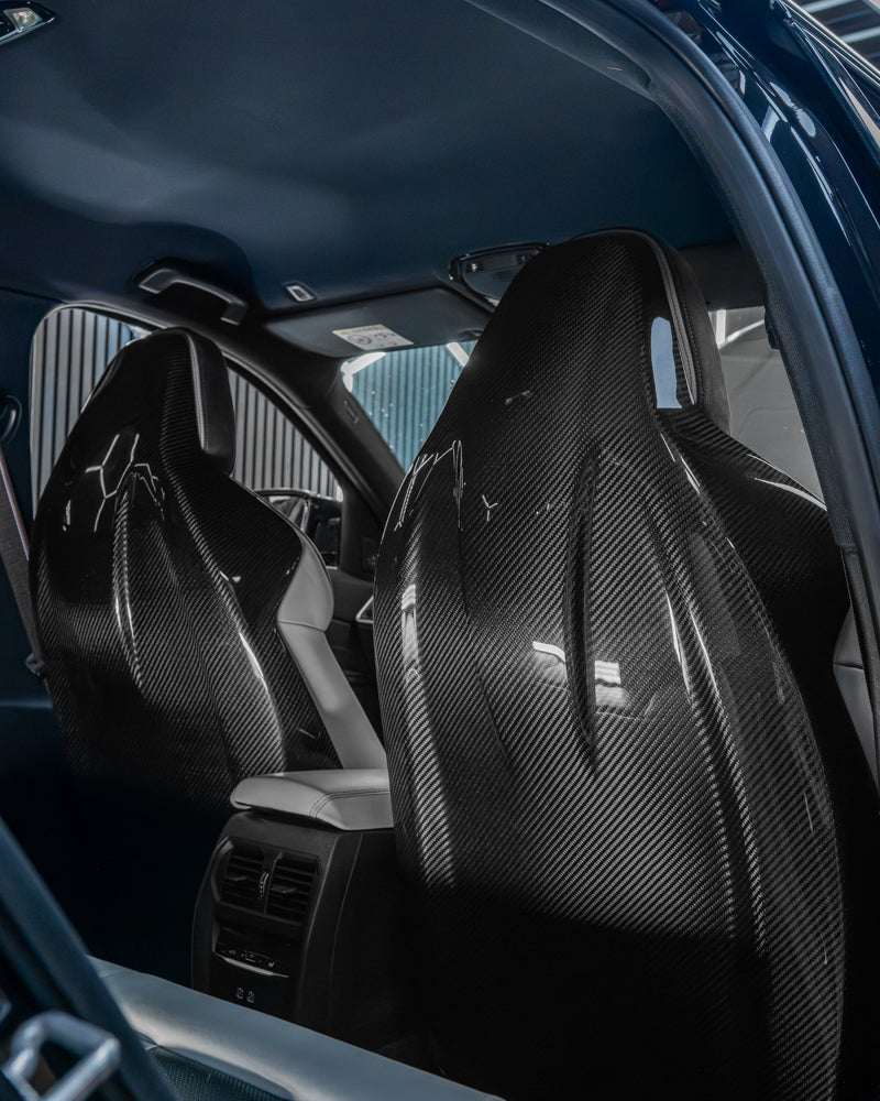 BMW GXX/F9X FULL CARBON FIBRE SEATS BACKS-Accessories-CT CARBON-CT Carbon - High-quality carbon fiber and gloss black aerodynamic parts for premium sports and luxury vehicles.