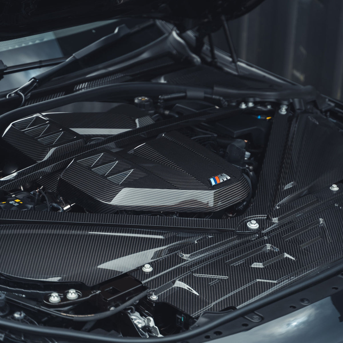BMW M2 M3 & M4 G87/G80/G81/G82/G83 CARBON FIBRE ENGINE DRESS UP KIT V2-Accessories-CT CARBON-CT Carbon - High-quality carbon fiber and gloss black aerodynamic parts for premium sports and luxury vehicles.