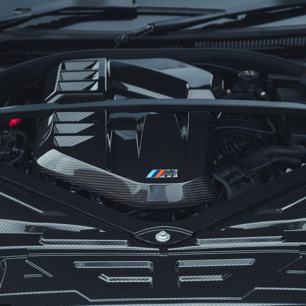 BMW M2 M3 & M4 G87/G80/G81/G82/G83 CARBON FIBRE ENGINE DRESS UP KIT V2-Accessories-CT CARBON-CT Carbon - High-quality carbon fiber and gloss black aerodynamic parts for premium sports and luxury vehicles.