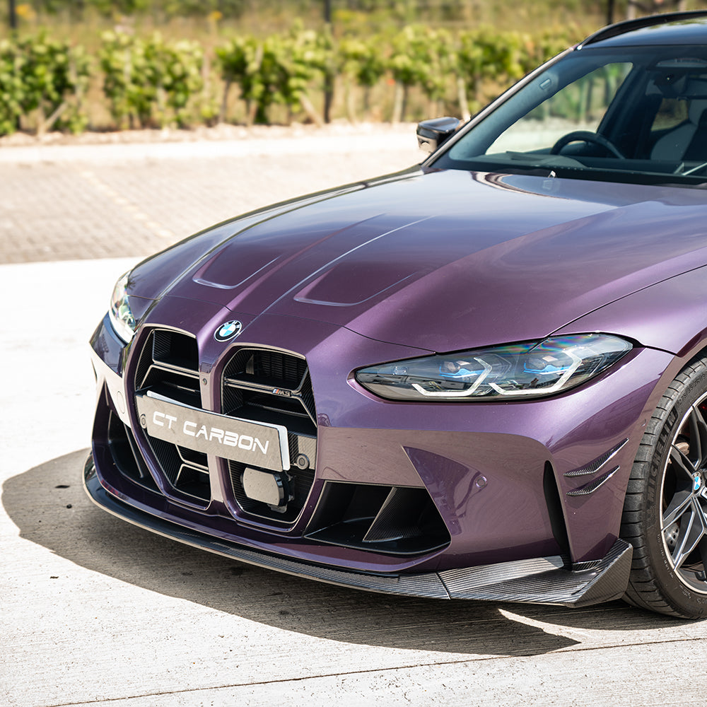BMW M3 & M4 G80/G81/G82/G83 CARBON FIBRE SPLITTER - CSL STYLE-Splitter-CT CARBON-CT Carbon - High-quality carbon fiber and gloss black aerodynamic parts for premium sports and luxury vehicles.