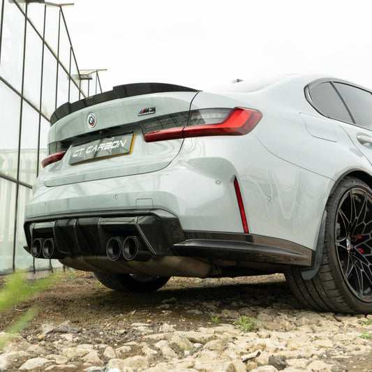 BMW M3/M4 G80/G81/G82/G83 CARBON FIBRE DIFFUSER - MP STYLE-Diffuser-CT CARBON-CT Carbon - High-quality carbon fiber and gloss black aerodynamic parts for premium sports and luxury vehicles.