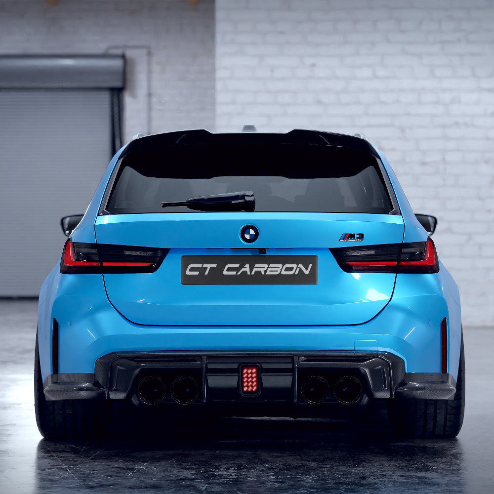 BMW M3/M4 G80/G81/G82/G83 CARBON FIBRE DIFFUSER WITH LED - CT DESIGN-Diffuser-CT CARBON-CT Carbon - High-quality carbon fiber and gloss black aerodynamic parts for premium sports and luxury vehicles.