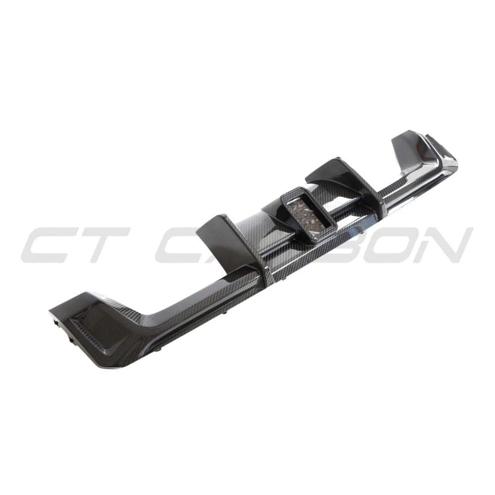 BMW M3/M4 G80/G81/G82/G83 CARBON FIBRE DIFFUSER WITH LED - CT DESIGN-Diffuser-CT CARBON-CT Carbon - High-quality carbon fiber and gloss black aerodynamic parts for premium sports and luxury vehicles.