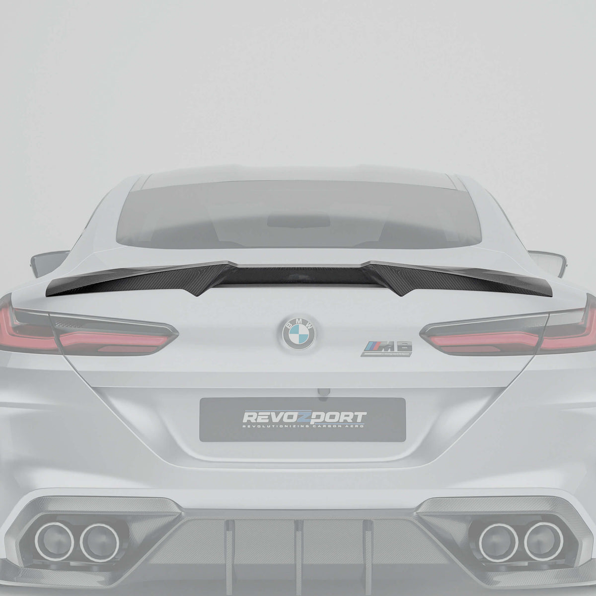 BMW F92 M8 coupe carbon fiber spoiler close-up with protruding sections