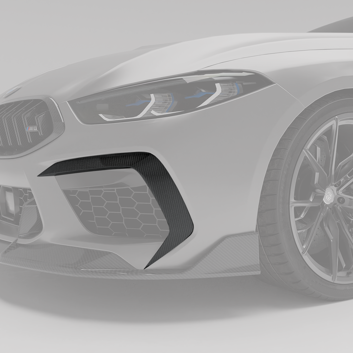 BMW F92 M8 coupe carbon fiber canards with protruding sections