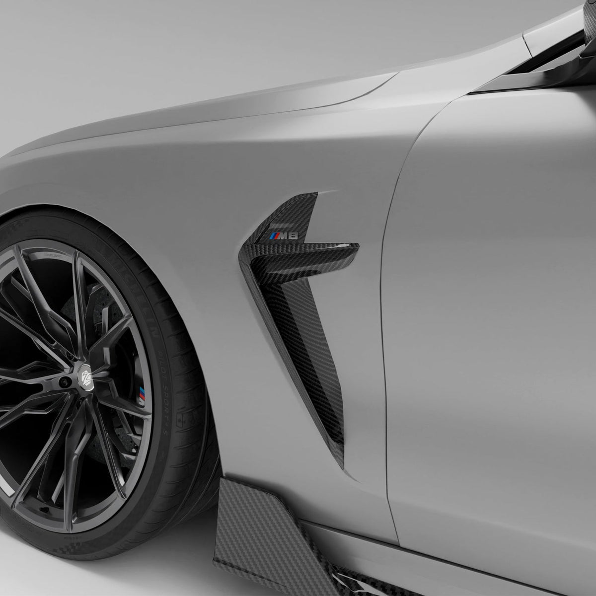 BMW M8 F92: Close-up of the Carbon Fiber Side Vents at the Rear