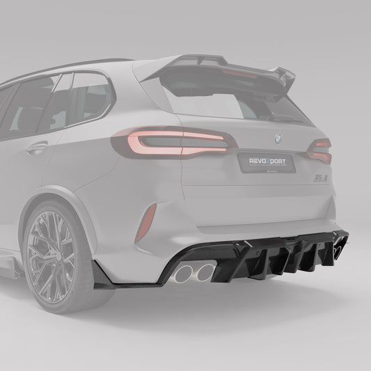 Partial View of BMW X5M F95 PRE LCI Carbon Fiber Rear Spoiler-Revozport