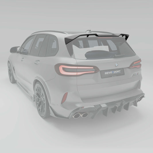 Partial View of BMW X5M F95 PRE LCI Carbon Fiber Rear Spoiler-Revozport