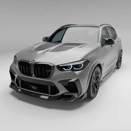 Top-down rendering of the BMW X5M F95 with a carbon-fiber hood