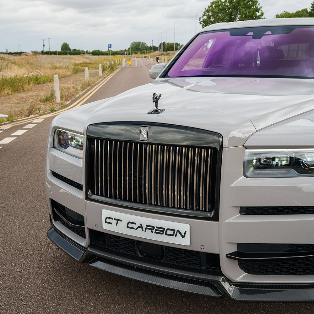 ROLLS ROYCE CULLINAN CARBON FIBRE SPLITTER - CT DESIGN-Splitter-CT Carbon-CT Carbon - High-quality carbon fiber and gloss black aerodynamic parts for premium sports and luxury vehicles.