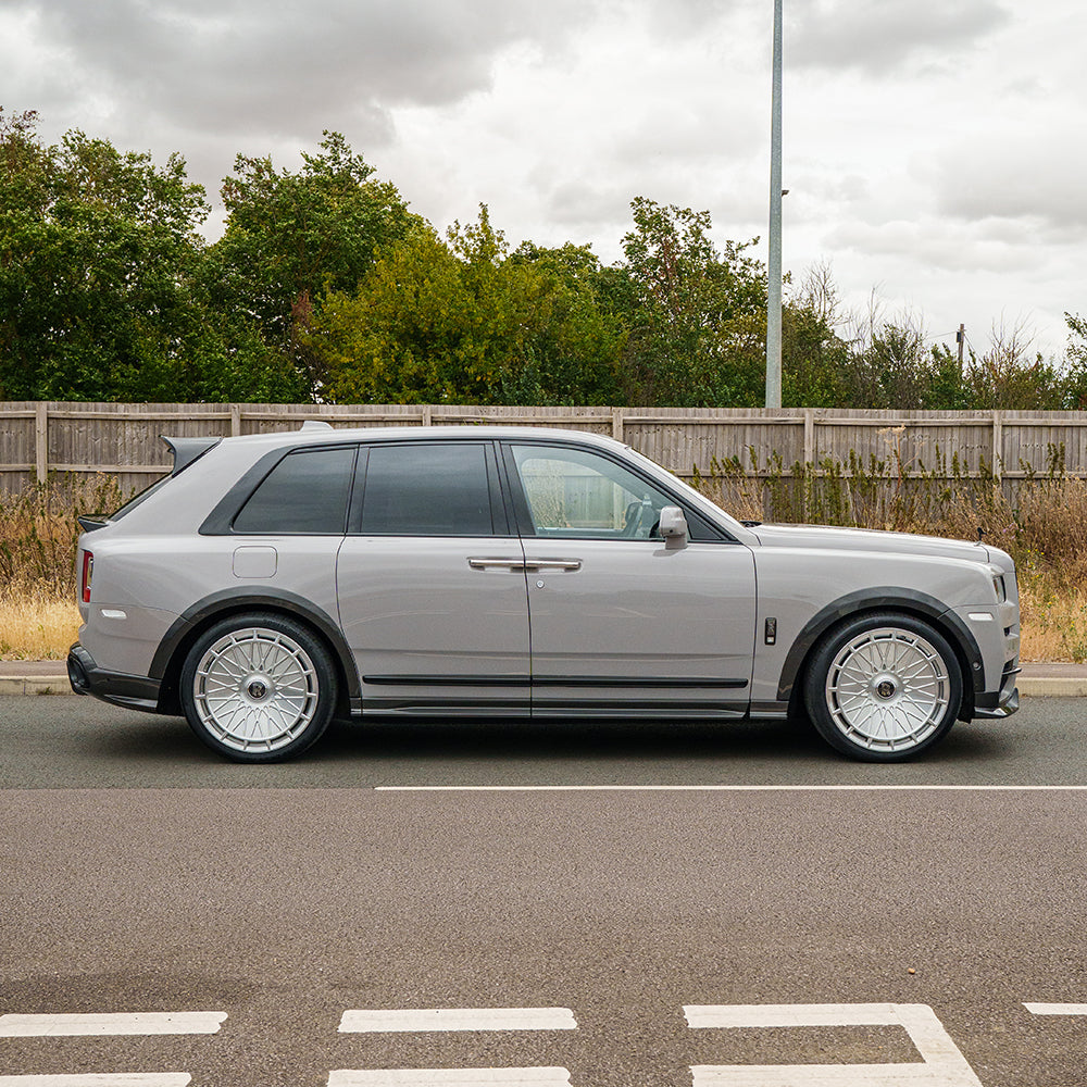 ROLLS ROYCE CULLINAN CARBON FIBRE WHEEL ARCH EXTENSIONS - CT DESIGN-Splitter-CT Carbon-CT Carbon - High-quality carbon fiber and gloss black aerodynamic parts for premium sports and luxury vehicles.