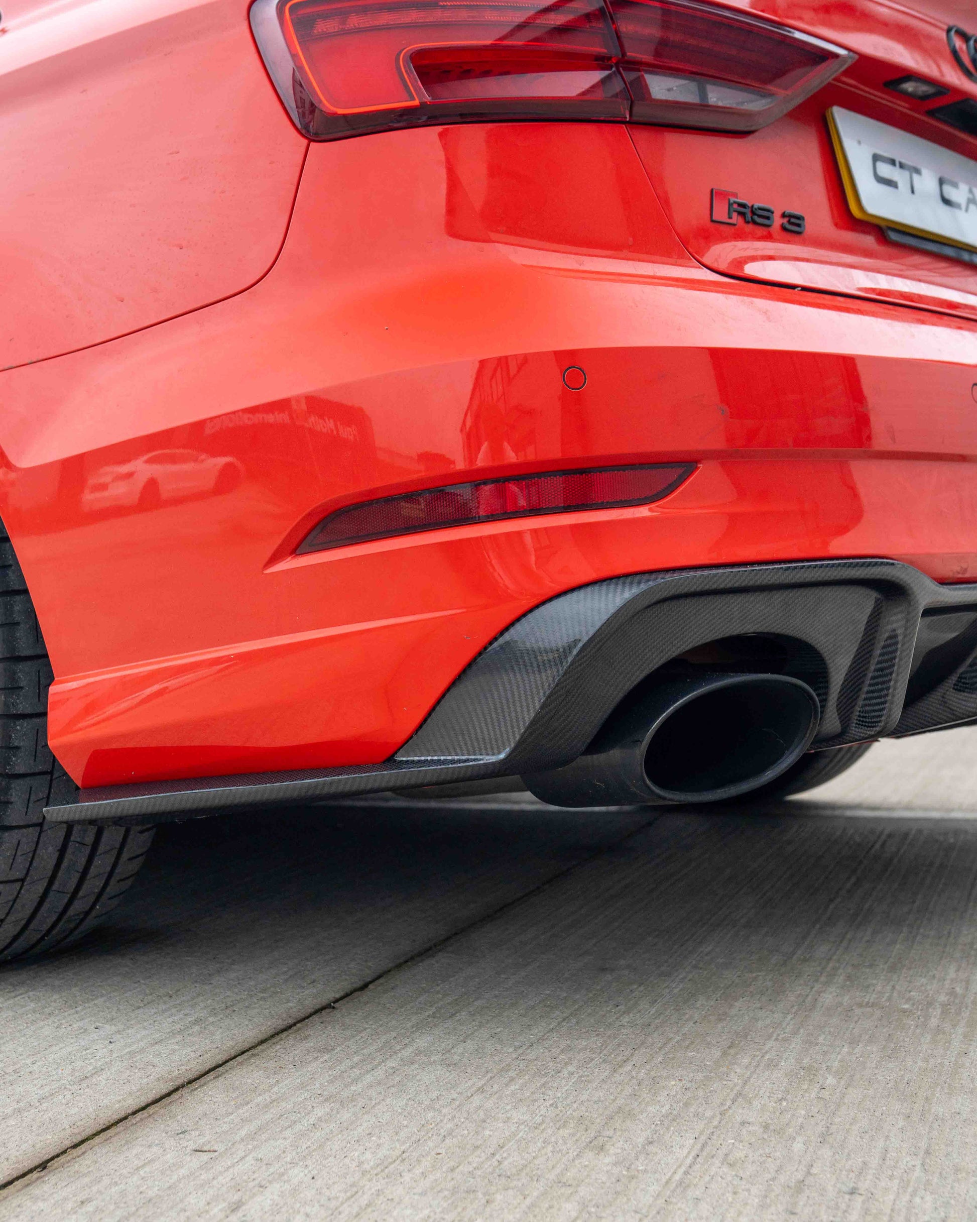 AUDI RS3 8V SALOON REAR CARBON DIFFUSER WITH DTM LIGHT-Diffuser-CT CARBON-CT Carbon - High-quality carbon fiber and gloss black aerodynamic parts for premium sports and luxury vehicles.