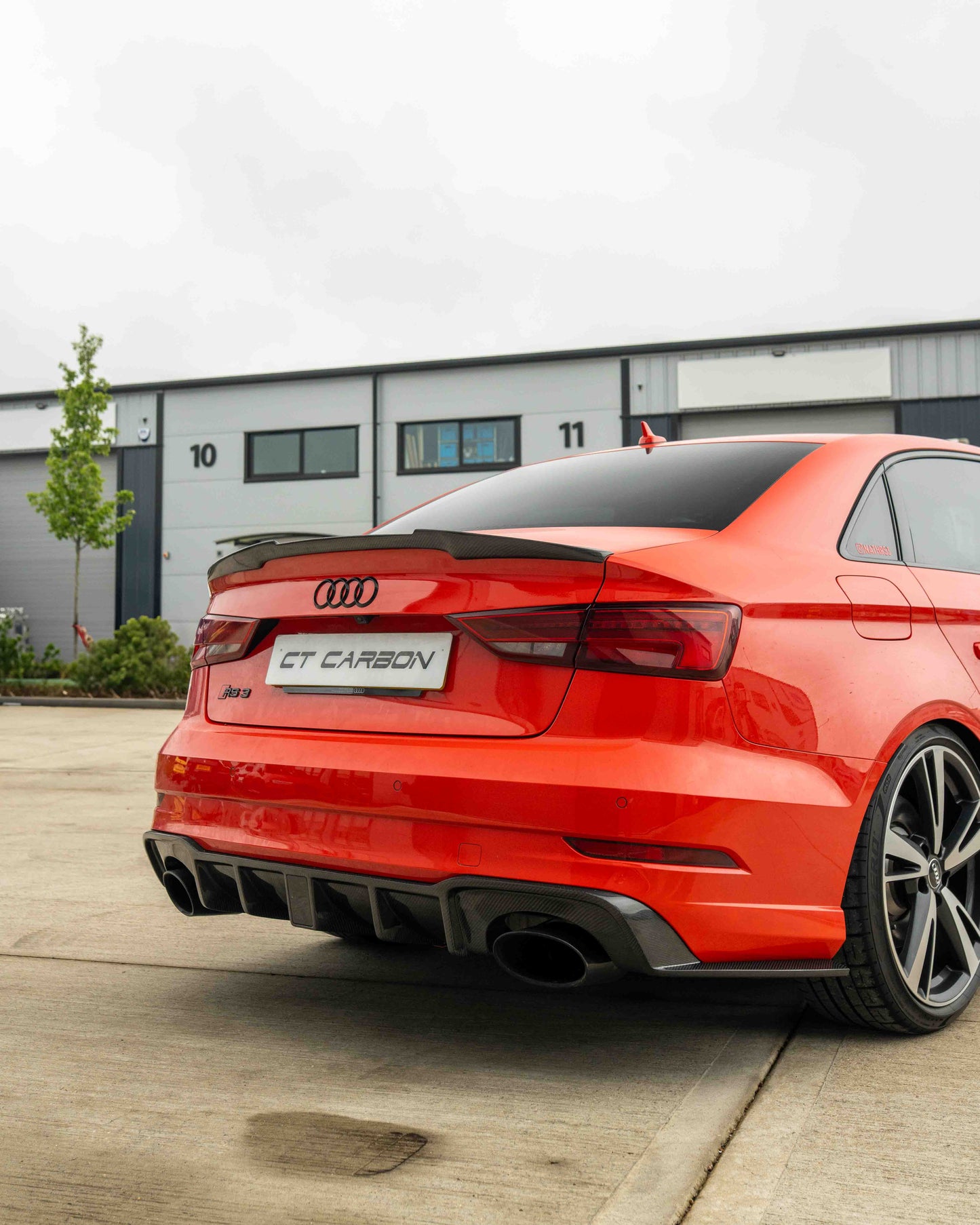 AUDI RS3 8V SALOON REAR CARBON DIFFUSER WITH DTM LIGHT-Diffuser-CT CARBON-CT Carbon - High-quality carbon fiber and gloss black aerodynamic parts for premium sports and luxury vehicles.