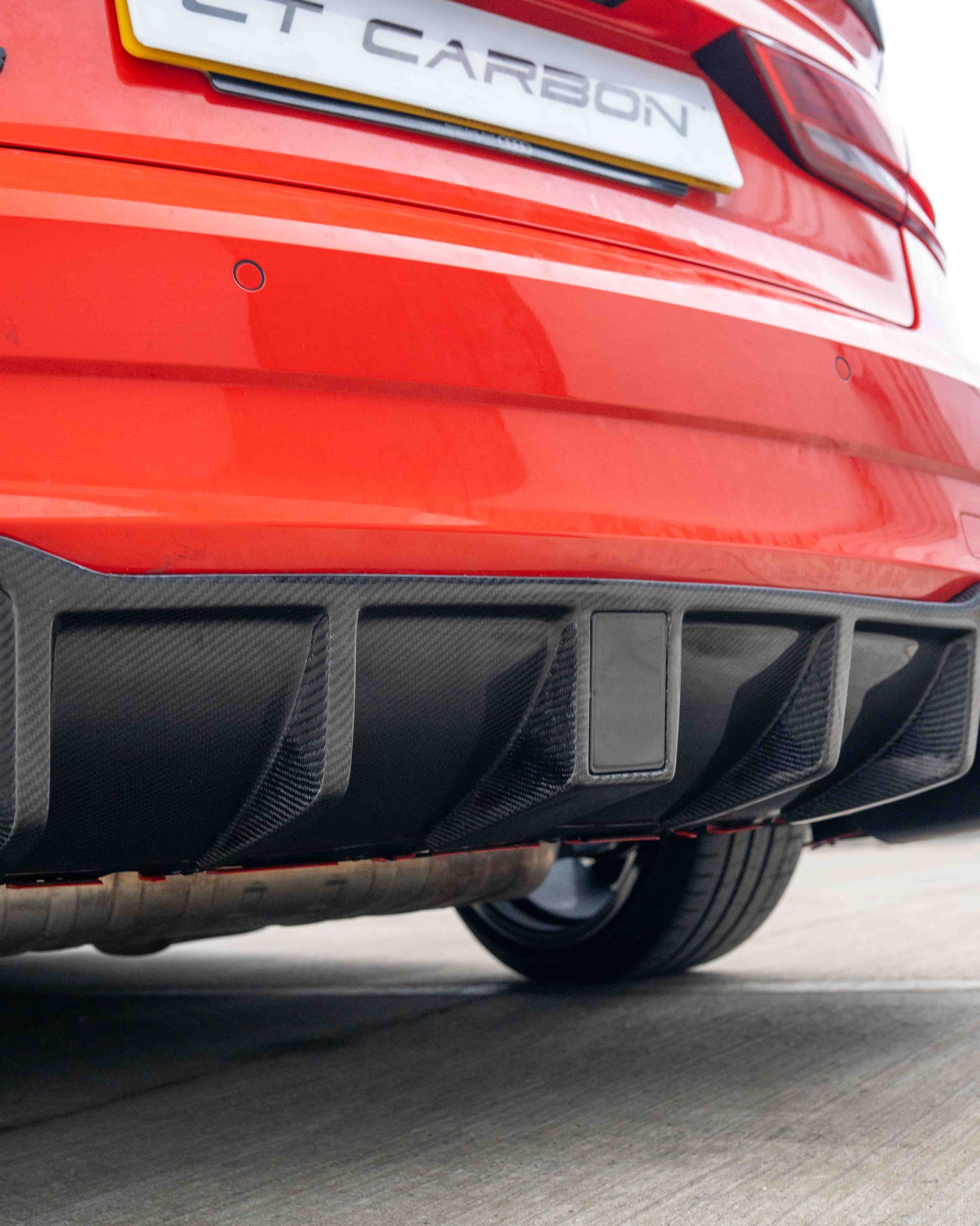AUDI RS3 8V SALOON REAR CARBON DIFFUSER WITH DTM LIGHT-Diffuser-CT CARBON-CT Carbon - High-quality carbon fiber and gloss black aerodynamic parts for premium sports and luxury vehicles.