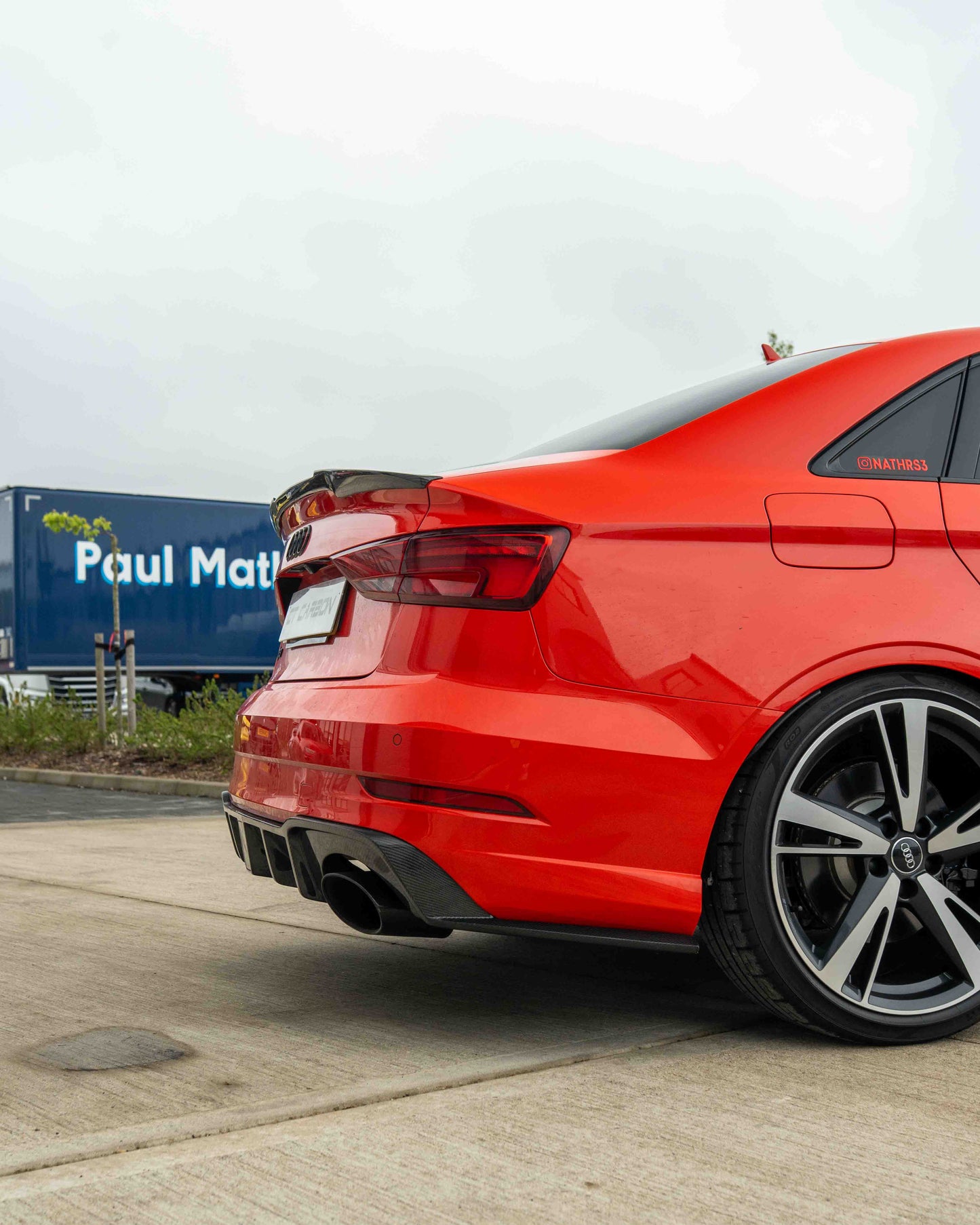 AUDI RS3 8V SALOON REAR CARBON DIFFUSER WITH DTM LIGHT-Diffuser-CT CARBON-CT Carbon - High-quality carbon fiber and gloss black aerodynamic parts for premium sports and luxury vehicles.