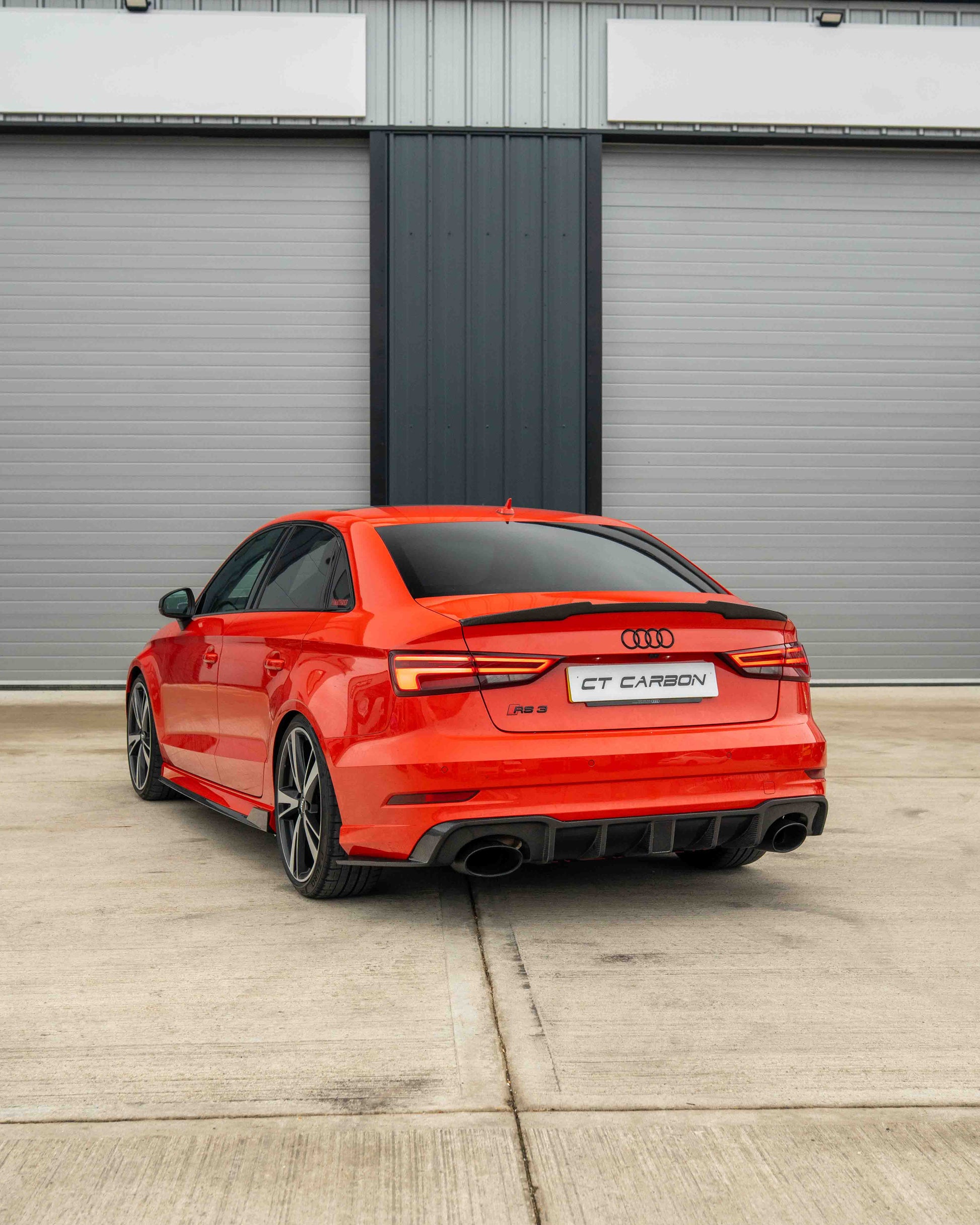 AUDI RS3 8V SALOON REAR CARBON DIFFUSER WITH DTM LIGHT-Diffuser-CT CARBON-CT Carbon - High-quality carbon fiber and gloss black aerodynamic parts for premium sports and luxury vehicles.