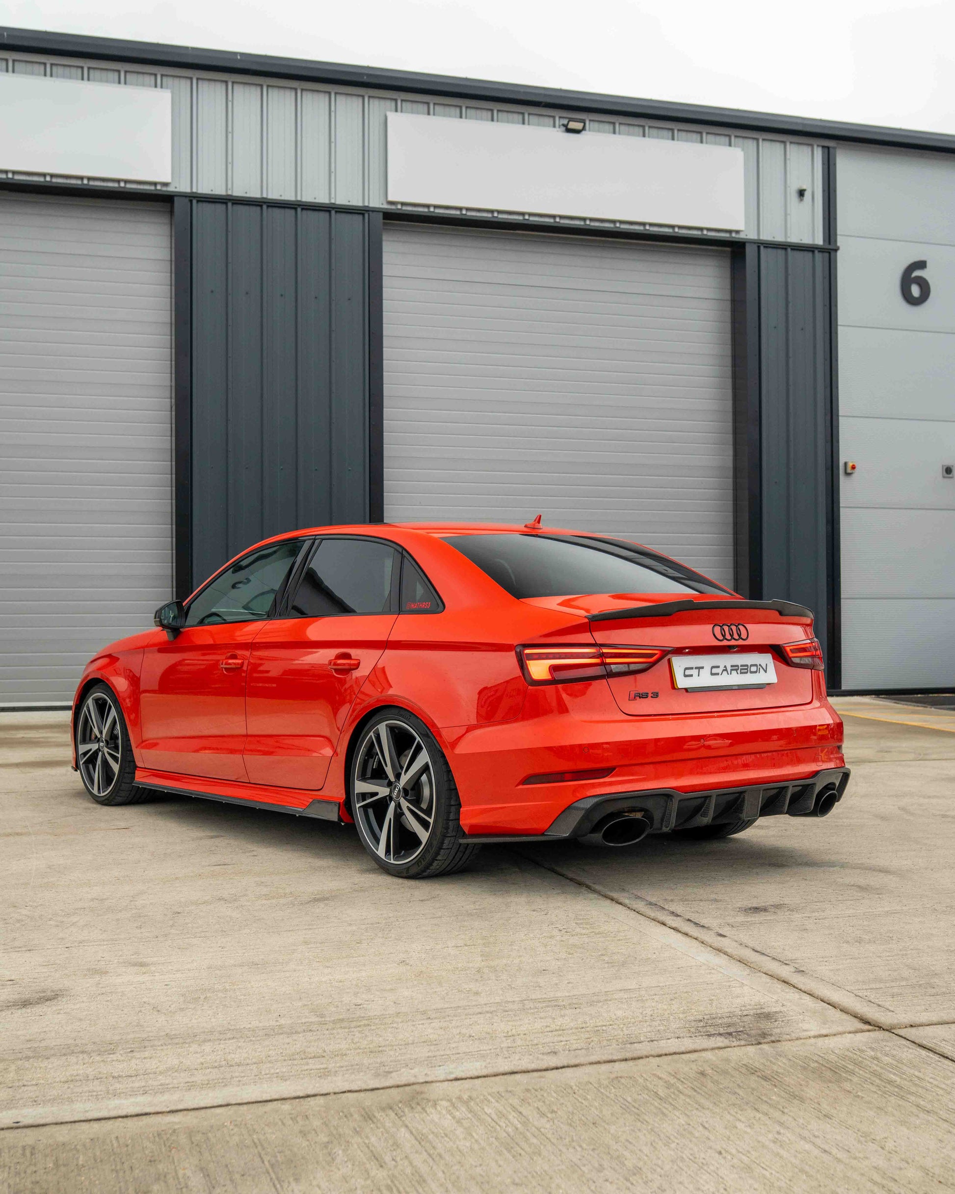 AUDI RS3 8V SALOON REAR CARBON DIFFUSER WITH DTM LIGHT-Diffuser-CT CARBON-CT Carbon - High-quality carbon fiber and gloss black aerodynamic parts for premium sports and luxury vehicles.