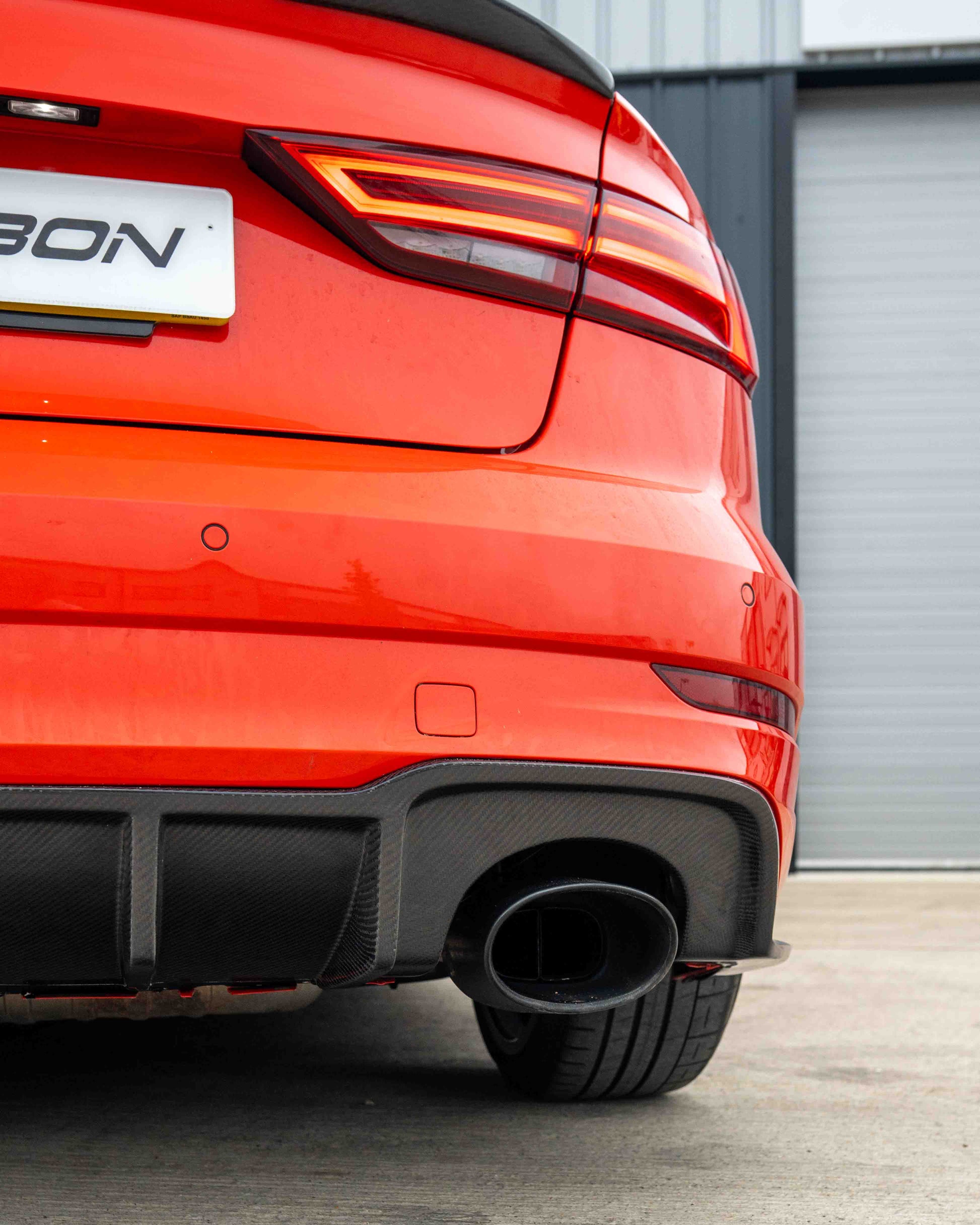 AUDI RS3 8V SALOON REAR CARBON DIFFUSER WITH DTM LIGHT-Diffuser-CT CARBON-CT Carbon - High-quality carbon fiber and gloss black aerodynamic parts for premium sports and luxury vehicles.