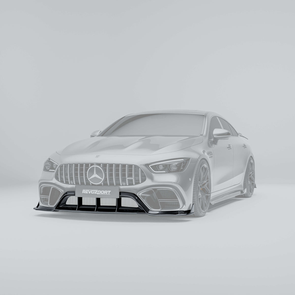 High-gloss rendering highlights the front lip of the Mercedes-AMG GT 63 S from the side view