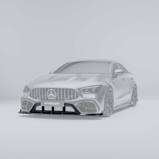 High-gloss rendering highlights the front lip of the Mercedes-AMG GT 63 S from the side view
