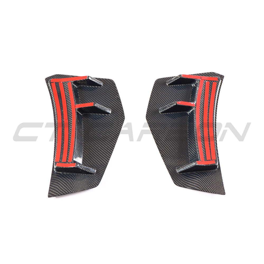 AUDI R8 V10 GEN 2 2015-2019 CARBON FIBRE REAR BUMPER CORNERS-Accessories-CT CARBON-CT Carbon - High-quality carbon fiber and gloss black aerodynamic parts for premium sports and luxury vehicles.