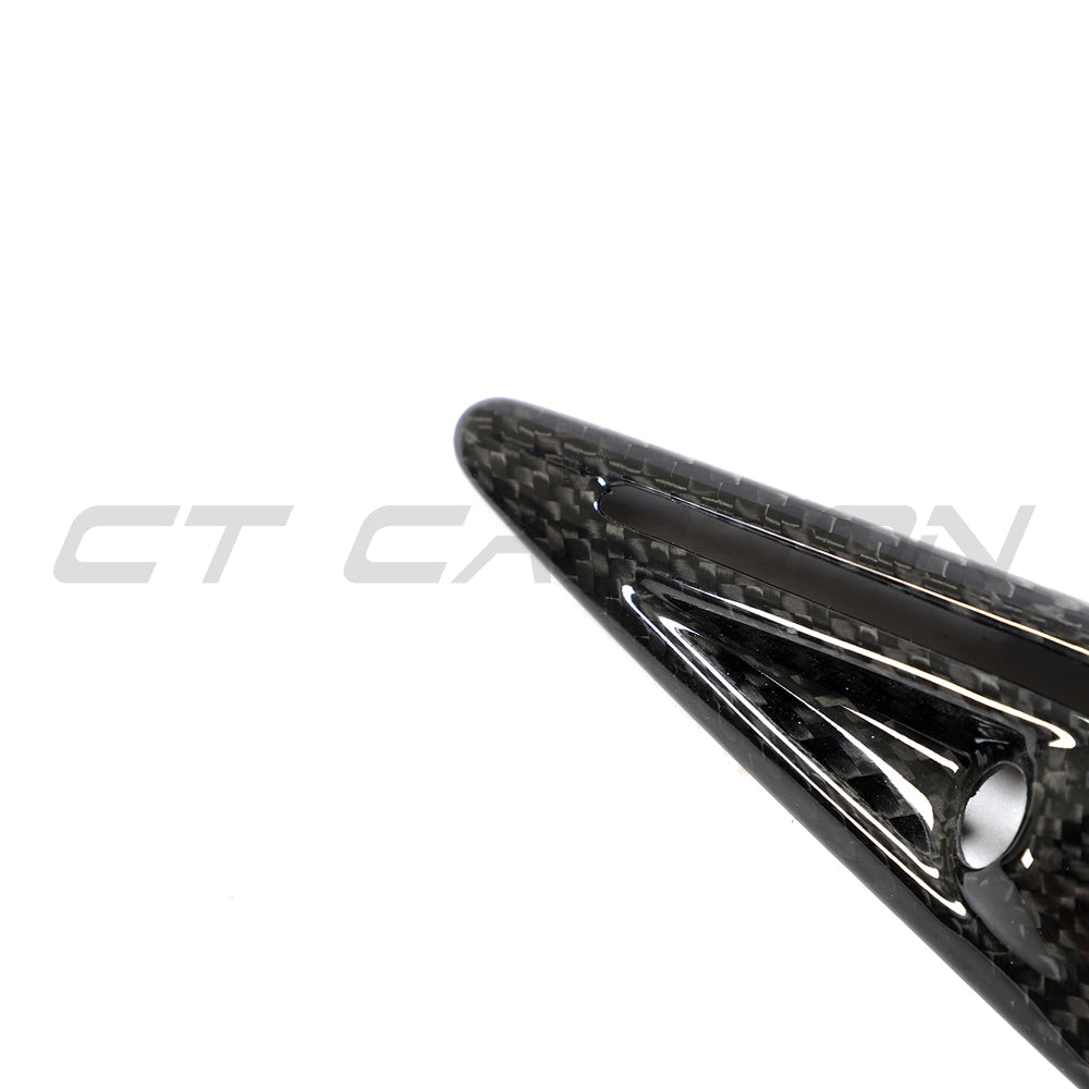 TESLA MODEL 3 2017-2023 CARBON FIBRE SIDE CAMERA COVER-Accessories-CT CARBON-CT Carbon - High-quality carbon fiber and gloss black aerodynamic parts for premium sports and luxury vehicles.