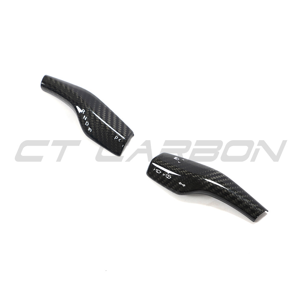 TESLA MODEL 3 & Y 2017+ CARBON FIBRE STALK COVER-Accessories-CT CARBON-CT Carbon - High-quality carbon fiber and gloss black aerodynamic parts for premium sports and luxury vehicles.