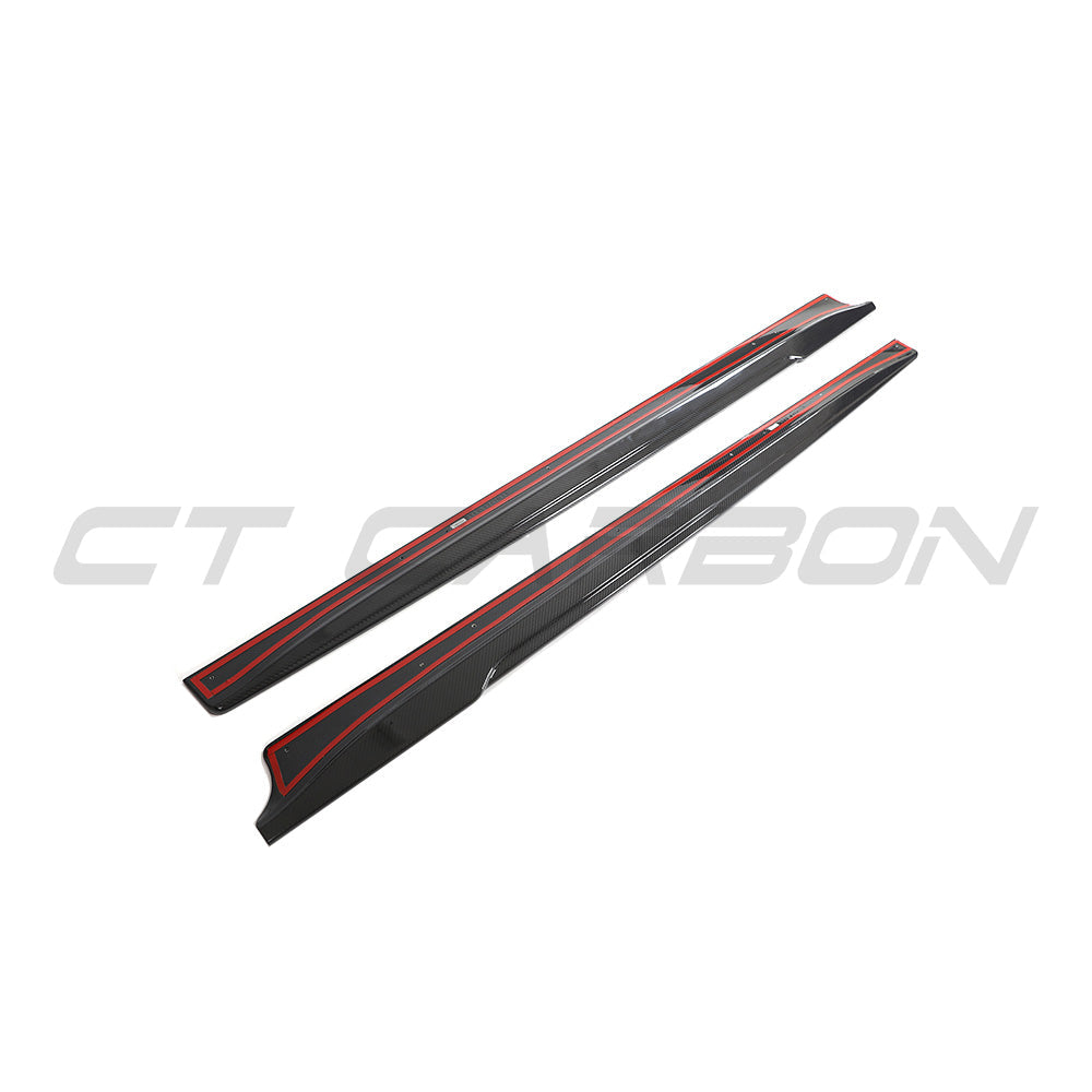 TESLA MODEL 3 2023+ CARBON FIBRE SIDE SKIRTS - V2-Side Skirts-CT CARBON-CT Carbon - High-quality carbon fiber and gloss black aerodynamic parts for premium sports and luxury vehicles.