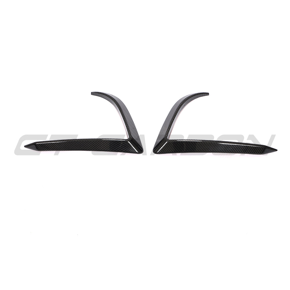 TESLA MODEL 3 2017-2023 CARBON FIBRE FRONT BUMPER CANARDS-Accessories-CT CARBON-CT Carbon - High-quality carbon fiber and gloss black aerodynamic parts for premium sports and luxury vehicles.