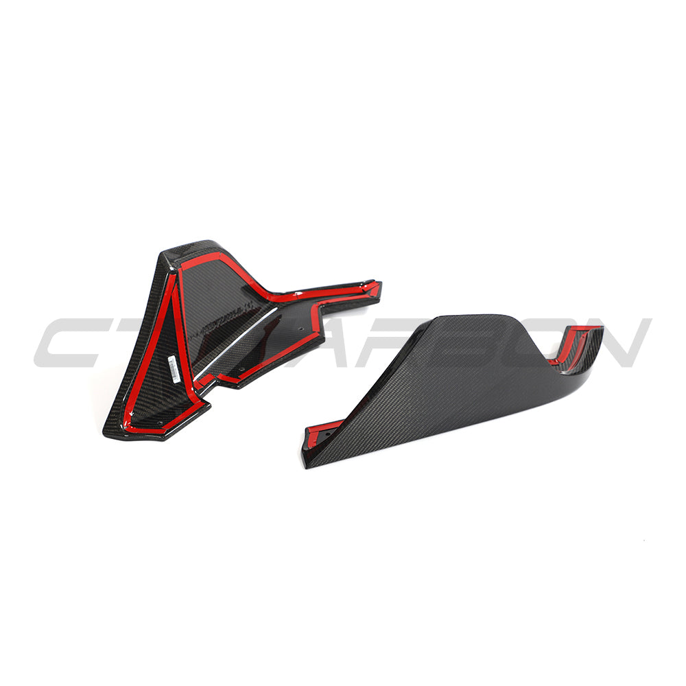 TOYOTA SUPRA 2019+ A90 CARBON FIBRE REAR BUMPER CORNERS-Accessories-CT CARBON-CT Carbon - High-quality carbon fiber and gloss black aerodynamic parts for premium sports and luxury vehicles.
