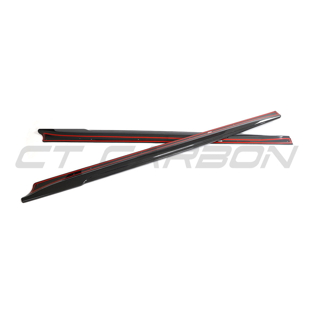 TESLA MODEL 3 2023+ CARBON FIBRE SIDE SKIRTS - V2-Side Skirts-CT CARBON-CT Carbon - High-quality carbon fiber and gloss black aerodynamic parts for premium sports and luxury vehicles.