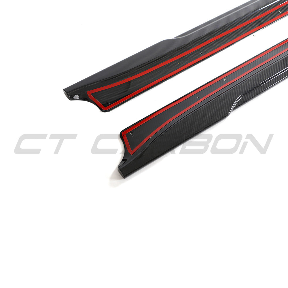 TESLA MODEL 3 2023+ CARBON FIBRE SIDE SKIRTS - V2-Side Skirts-CT CARBON-CT Carbon - High-quality carbon fiber and gloss black aerodynamic parts for premium sports and luxury vehicles.