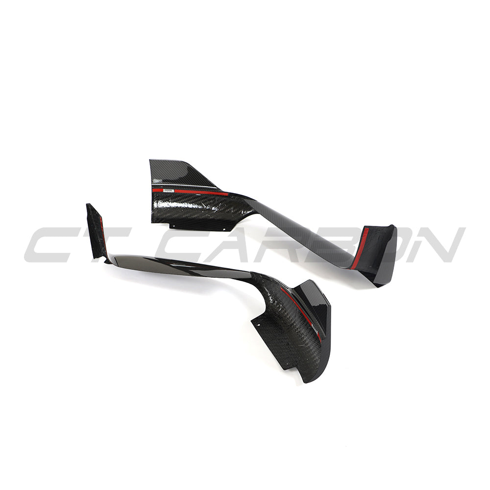 PORSCHE 992 CARRERA 2018-2024 CARBON FIBRE CORNER SPLITTERS-Splitter-CT CARBON-CT Carbon - High-quality carbon fiber and gloss black aerodynamic parts for premium sports and luxury vehicles.