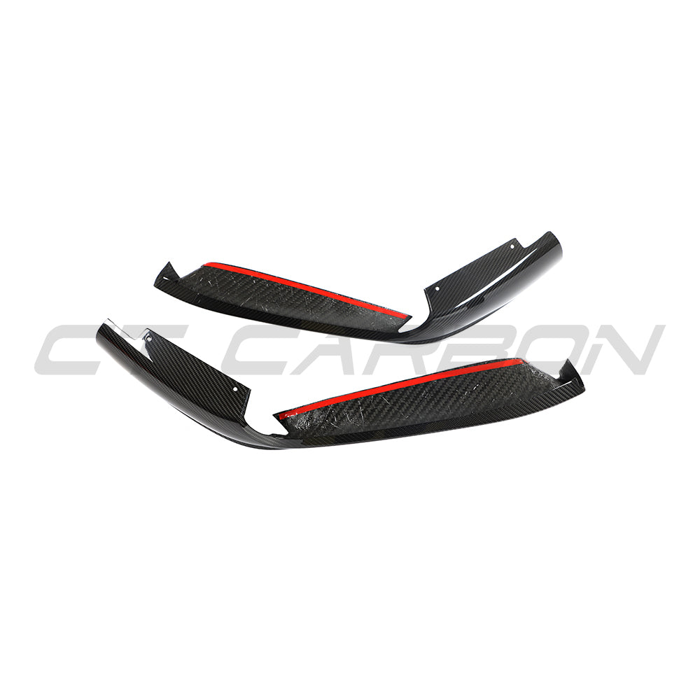 PORSCHE 992 CARRERA 2018-2024 CARBON FIBRE CORNER SPLITTERS-Splitter-CT CARBON-CT Carbon - High-quality carbon fiber and gloss black aerodynamic parts for premium sports and luxury vehicles.