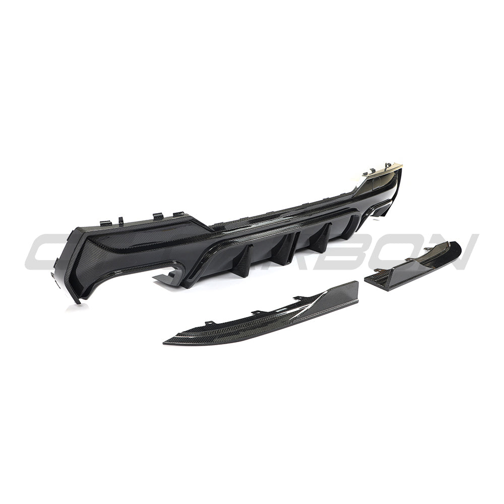BMW 4 SERIES 2020+ G22/G23 QUAD TIP CARBON FIBRE DIFFUSER-Diffuser-CT CARBON-CT Carbon - High-quality carbon fiber and gloss black aerodynamic parts for premium sports and luxury vehicles.