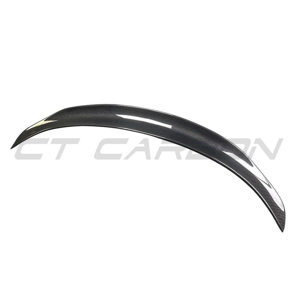 TESLA MODEL 3 2017-2023 CARBON FIBRE SPOILER - V5-Spoiler-CT CARBON-CT Carbon - High-quality carbon fiber and gloss black aerodynamic parts for premium sports and luxury vehicles.