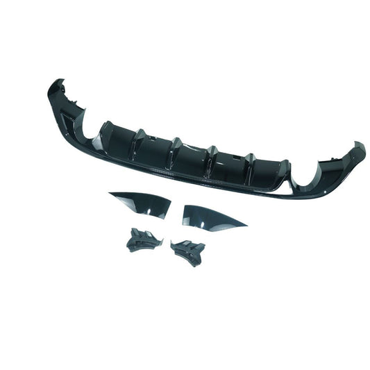 VOLKSWAGEN GOLF GTI/GTD MK7.5 2017-2020 GLOSS BLACK DIFFUSER-Diffuser-BLAK BY CT-CT Carbon - High-quality carbon fiber and gloss black aerodynamic parts for premium sports and luxury vehicles.