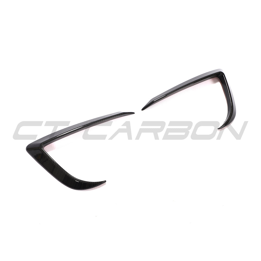TESLA MODEL 3 2017-2023 CARBON FIBRE FRONT BUMPER CANARDS-Accessories-CT CARBON-CT Carbon - High-quality carbon fiber and gloss black aerodynamic parts for premium sports and luxury vehicles.