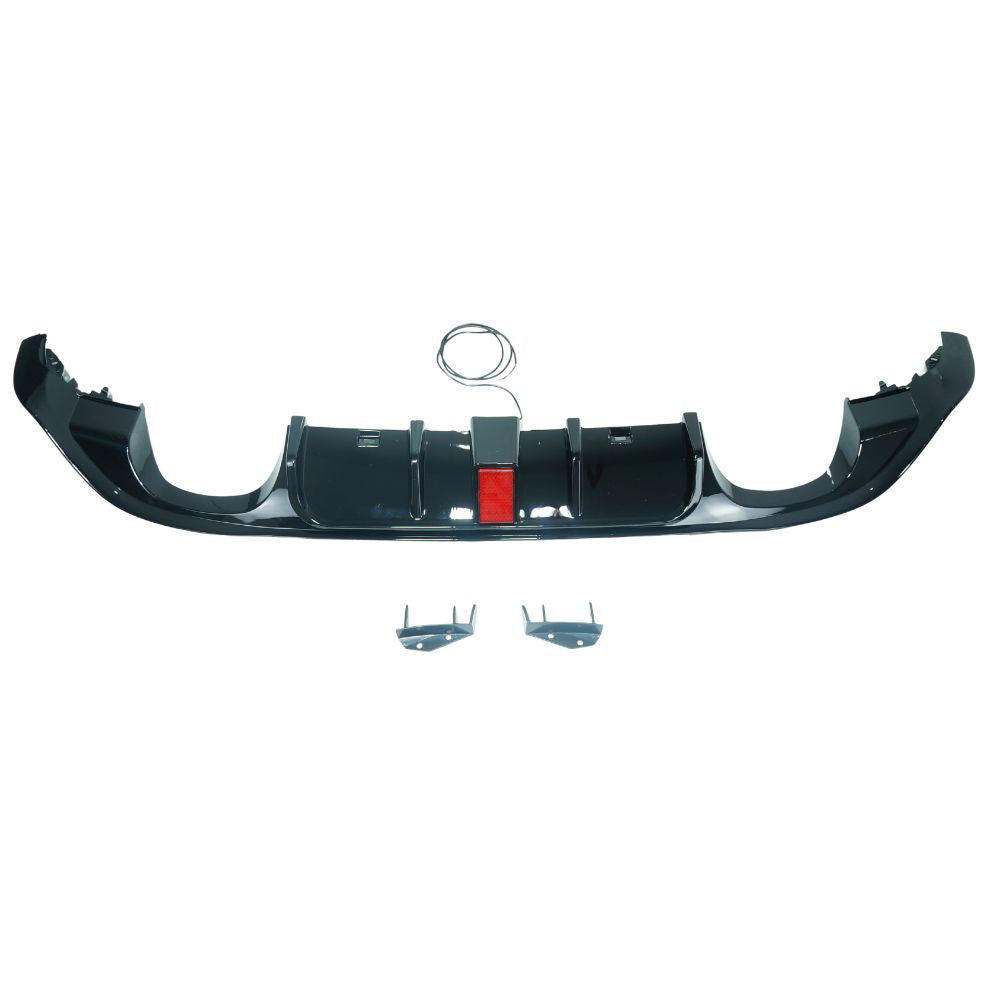 VOLKSWAGEN GOLF R MK7.5 2017-2020 GLOSS BLACK DIFFUSER WITH LED LIGHT-Diffuser-BLAK BY CT-CT Carbon - High-quality carbon fiber and gloss black aerodynamic parts for premium sports and luxury vehicles.