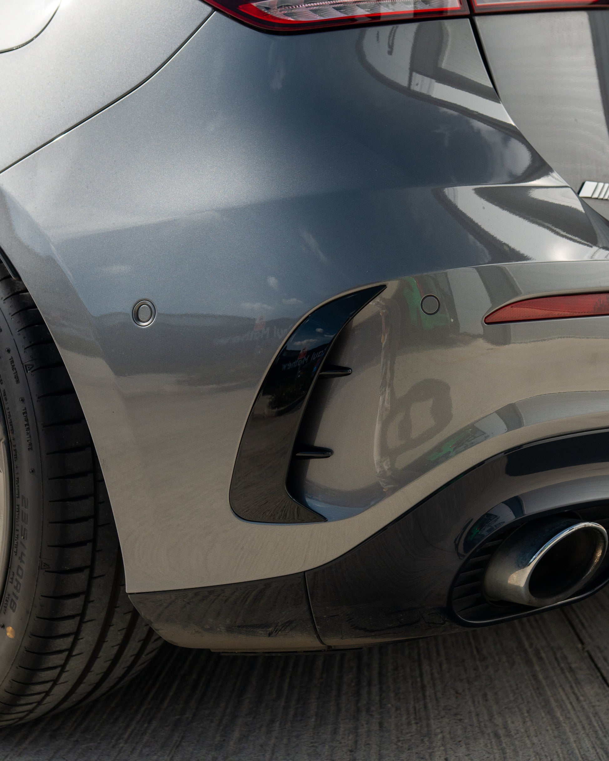 MERCEDES A-CLASS A35 W177 2018+ GLOSS BLACK REAR BUMPER CORNERS-Accessories-BLAK BY CT-CT Carbon - High-quality carbon fiber and gloss black aerodynamic parts for premium sports and luxury vehicles.