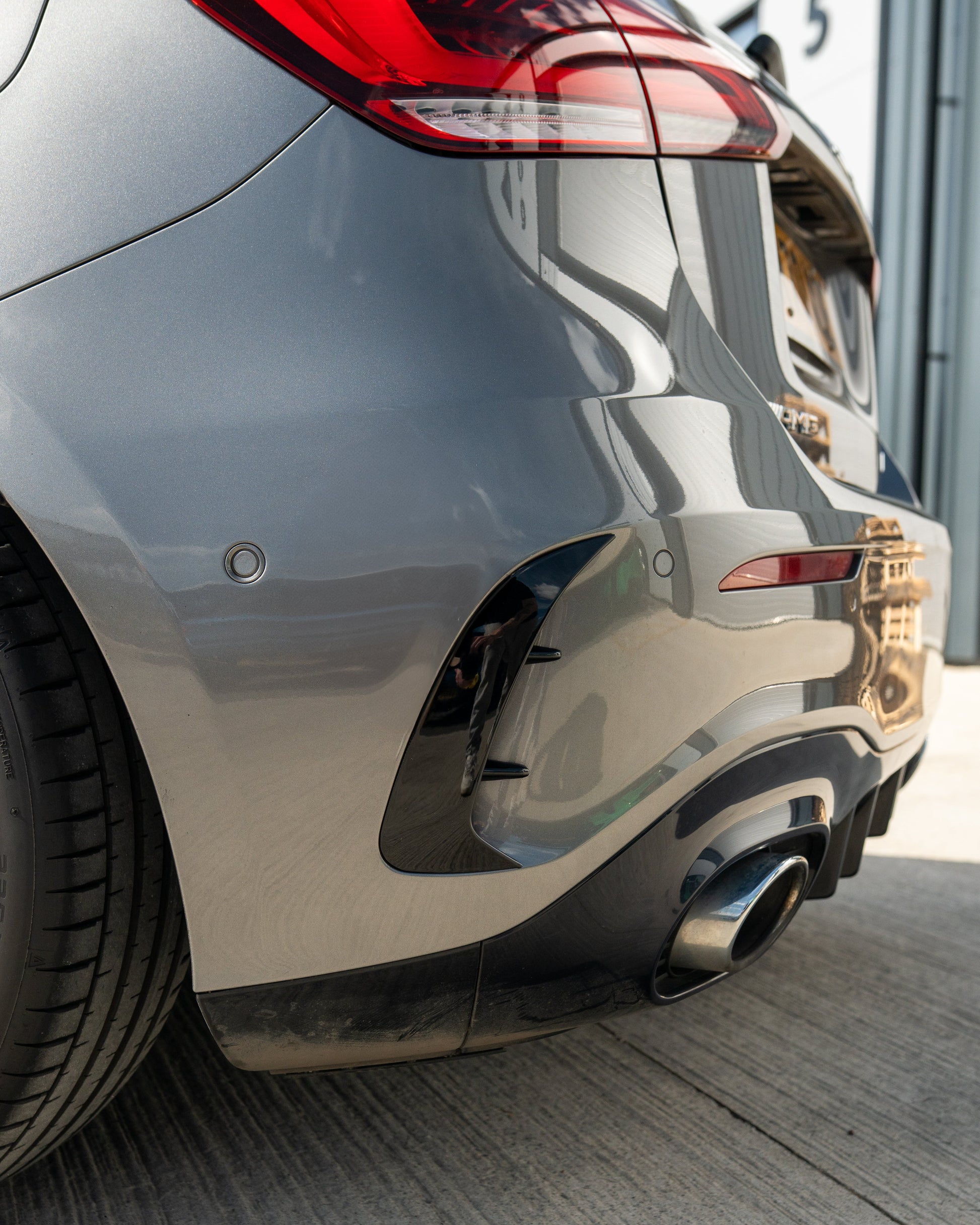 MERCEDES A-CLASS A35 W177 2018+ GLOSS BLACK REAR BUMPER CORNERS-Accessories-BLAK BY CT-CT Carbon - High-quality carbon fiber and gloss black aerodynamic parts for premium sports and luxury vehicles.