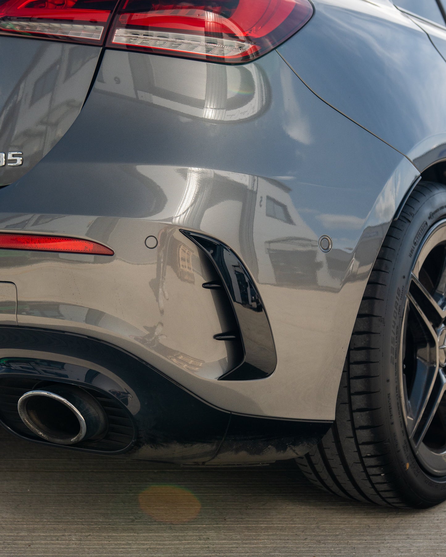 MERCEDES A-CLASS A35 W177 2018+ GLOSS BLACK REAR BUMPER CORNERS-Accessories-BLAK BY CT-CT Carbon - High-quality carbon fiber and gloss black aerodynamic parts for premium sports and luxury vehicles.