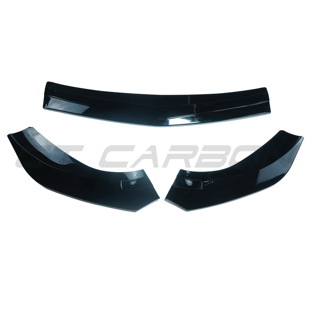 MERCEDES A-CLASS V177 & W177 2018-2022 GLOSS BLACK SPLITTER V2-Splitter-BLAK BY CT-CT Carbon - High-quality carbon fiber and gloss black aerodynamic parts for premium sports and luxury vehicles.