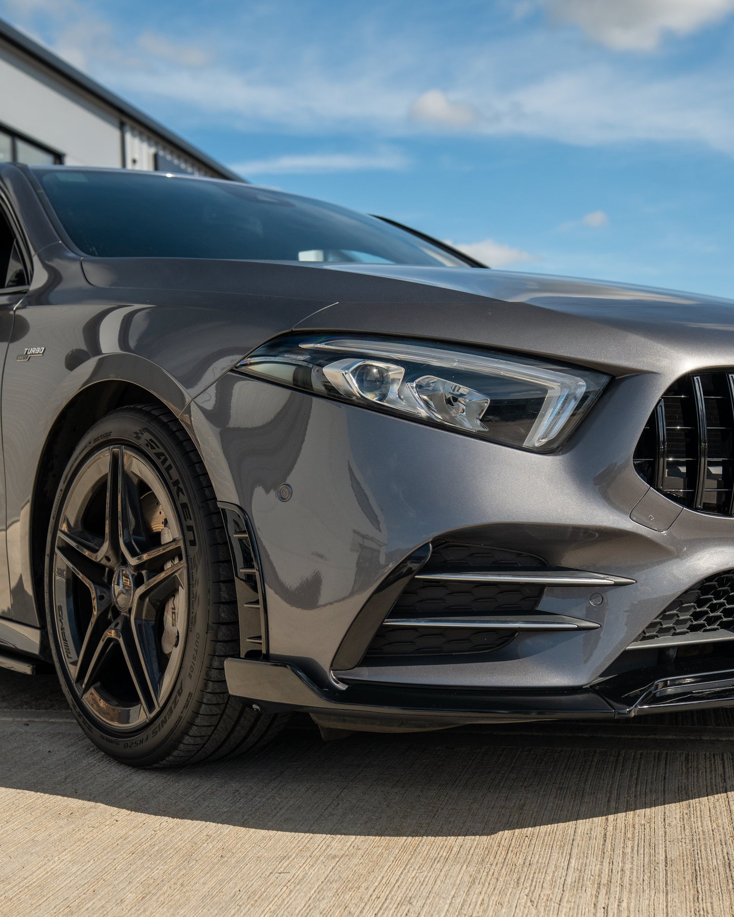 MERCEDES A-CLASS W177 2018-2022 GLOSS BLACK FRONT BUMPER VENTS-Accessories-BLAK BY CT-CT Carbon - High-quality carbon fiber and gloss black aerodynamic parts for premium sports and luxury vehicles.