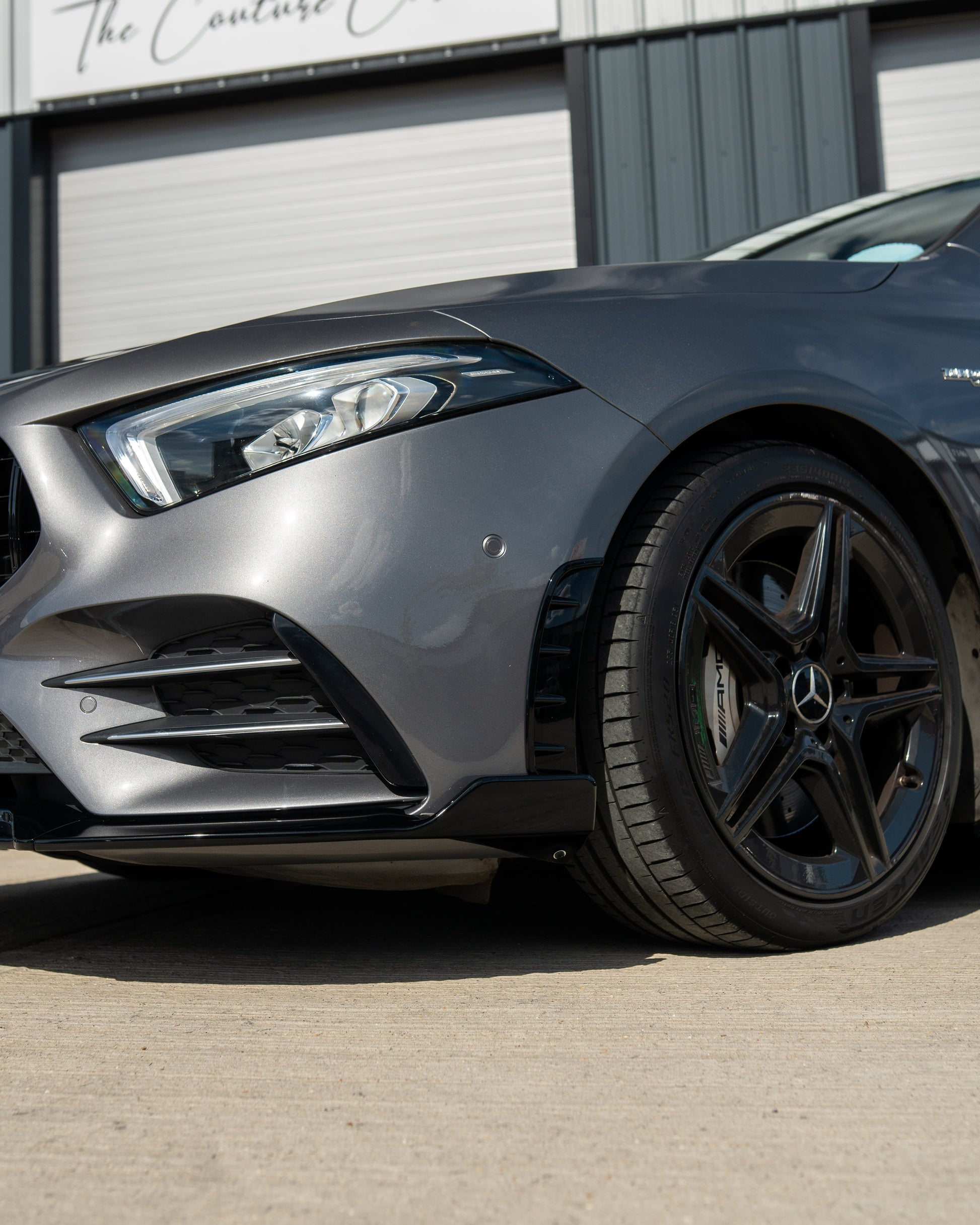 MERCEDES A-CLASS W177 2018-2022 GLOSS BLACK FRONT BUMPER VENTS-Accessories-BLAK BY CT-CT Carbon - High-quality carbon fiber and gloss black aerodynamic parts for premium sports and luxury vehicles.